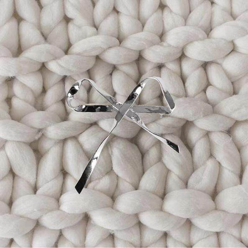 韩国博主同款心头爱小众设计感铜镀真金手工蝴蝶结金属胸针