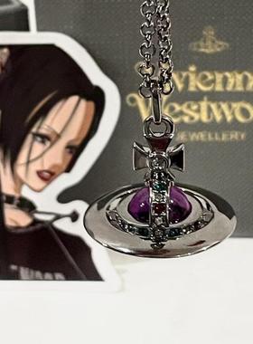 高版本中号土星项链10mm玻璃球飞碟星球吊坠四色可选