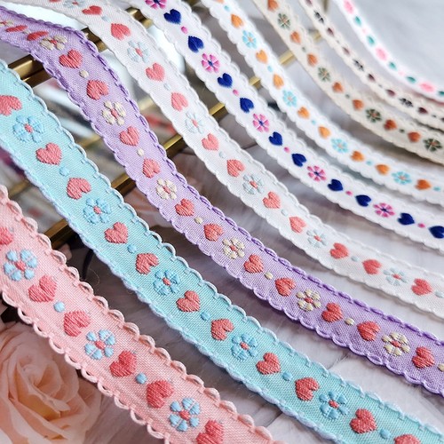 桃心爱心刺绣小花朵波浪边花边辅料蝴蝶结饰品手工材料娃衣织带