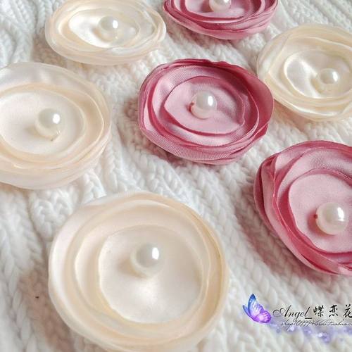 手工雪纺珍珠花朵发饰胸花韩国