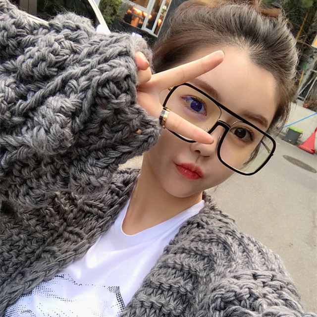 时尚平光眼镜有镜片男女款大脸潮复古豹纹大方框装饰眼睛眼镜框架