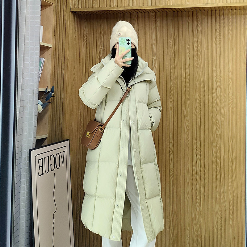 双翻领个性长款95鹅绒服加厚过膝