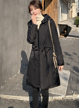 诗都奇反季清仓白鸭绒羽绒服女轻薄中长款修身显瘦秋冬装黑色外套