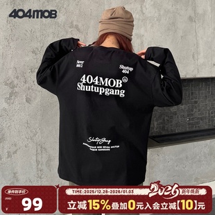 宽松重磅春秋情侣纯棉百搭打底衫 404MOB潮牌字母长袖 T恤男女美式