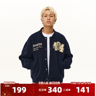 秋冬夹克 404MOB重磅毛呢刺绣棒球服情侣外套男女美式 侯明昊同款
