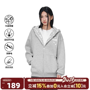 404MOB超火满印老花开衫 连帽卫衣厚外套男女秋冬潮牌拉链加绒上衣