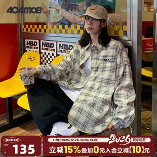 外套 复古百搭宽松格子衬衫 404MOB高级设计感小众衬衣2024秋季 法式