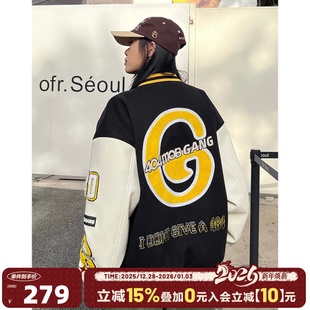 复古宽松情侣飞行夹克 美式 404MOB重工毛巾绣秋季 棒球服外套男女款