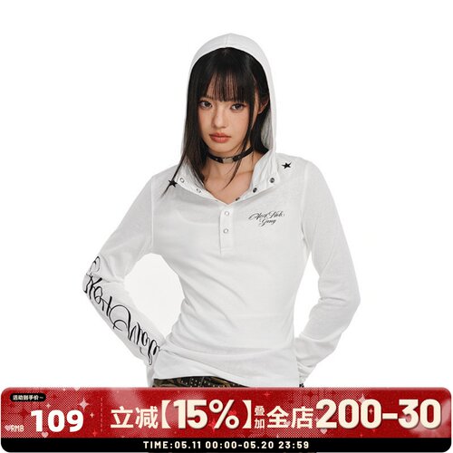 404MOB哥特防晒薄纱连帽T恤女