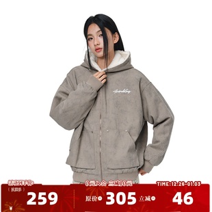 404MOB冬季 仿水貂毛大理石纹座山雕加厚加绒棉服夹克外套保暖棉衣