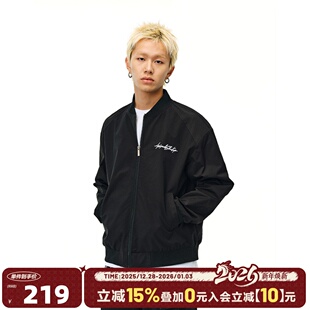 404MOB美式 棒球服外套秋 手写刺绣飞行夹克国潮牌宽松休闲情侣开衫