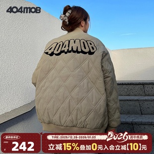 复古棉服夹克 工装 404MOB冬季 菱格夹棉外套棉衣男国潮牌宽松情侣装