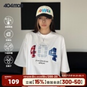 404MOB格子贴布刺绣凉感短袖 赵昭仪同款 T恤男女7A抑菌防螨情侣t