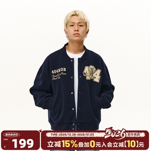 秋冬夹克 404MOB重磅毛呢刺绣棒球服情侣外套男女美式 侯明昊同款