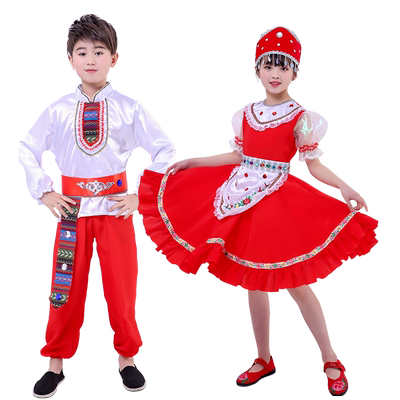 六一小学生俄罗斯族舞蹈表演服