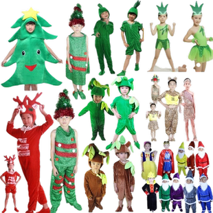 儿童白雪公主小矮人演出服幼儿园圣诞树驯鹿麋鹿小草猎人表演服装