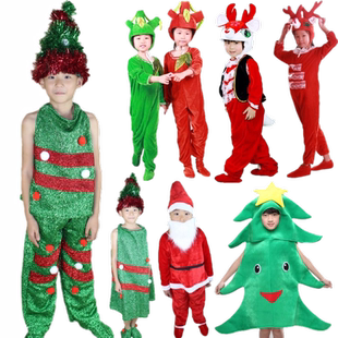 儿童圣诞节表演服幼儿圣诞树老人圣诞精灵驯鹿雪人圣诞树演出服装