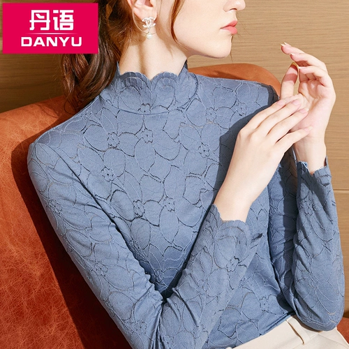 丹语 Кружевной флисовый приятный телу демисезонный удерживающий тепло лонгслив, в обтяжку