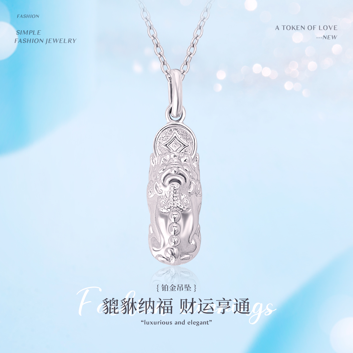 PT950铂金吊坠钱币项链