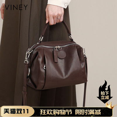 Viney包包2025新款头层牛皮秋冬女包斜挎包大容量真皮手提妈妈包