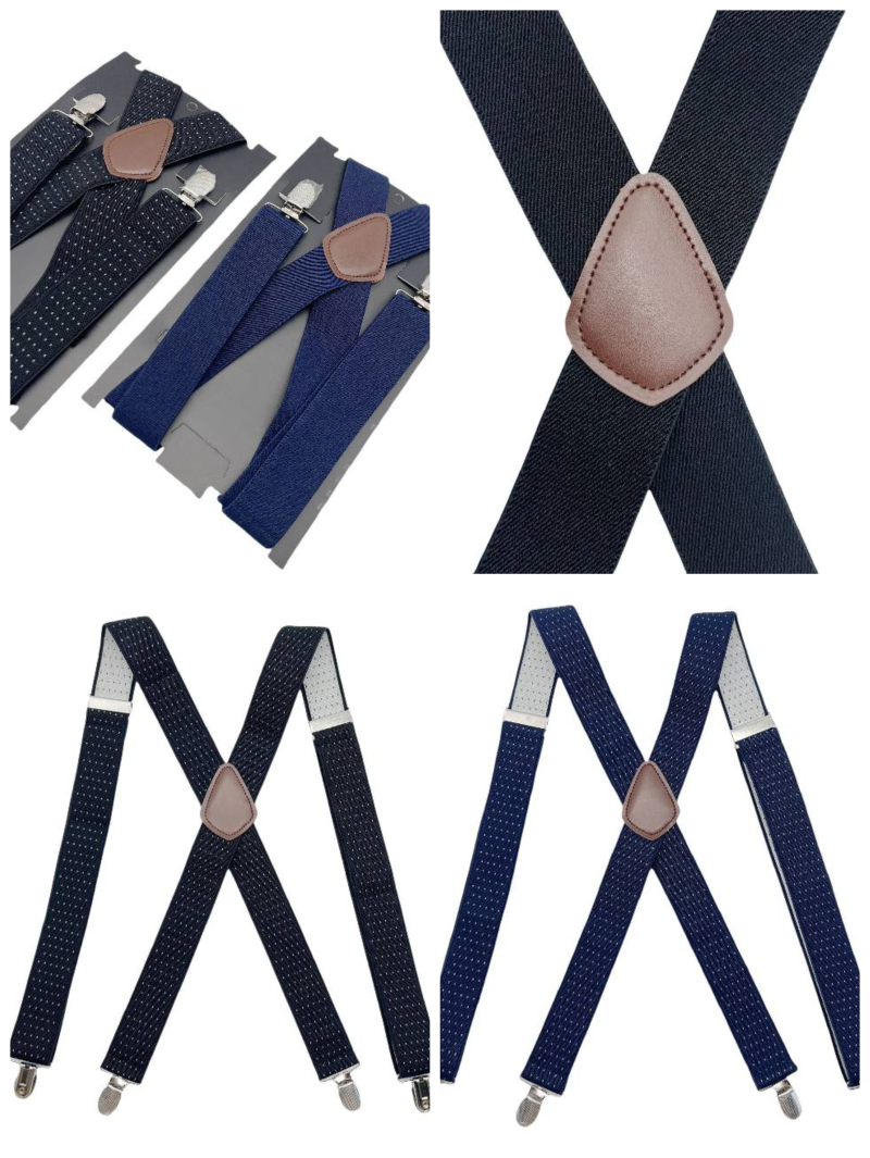 成人男士四夹X型交叉背带夹老人松紧可调节西裤防滑吊裤带男通用