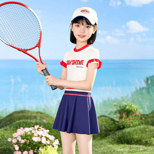 泳衣儿童女初中生中大童2025年新款 备全套 连体防晒运动游泳训练装