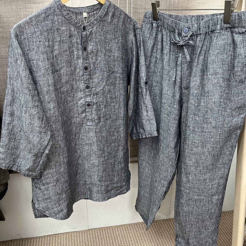 萨法瑞休闲套装亚麻宽松