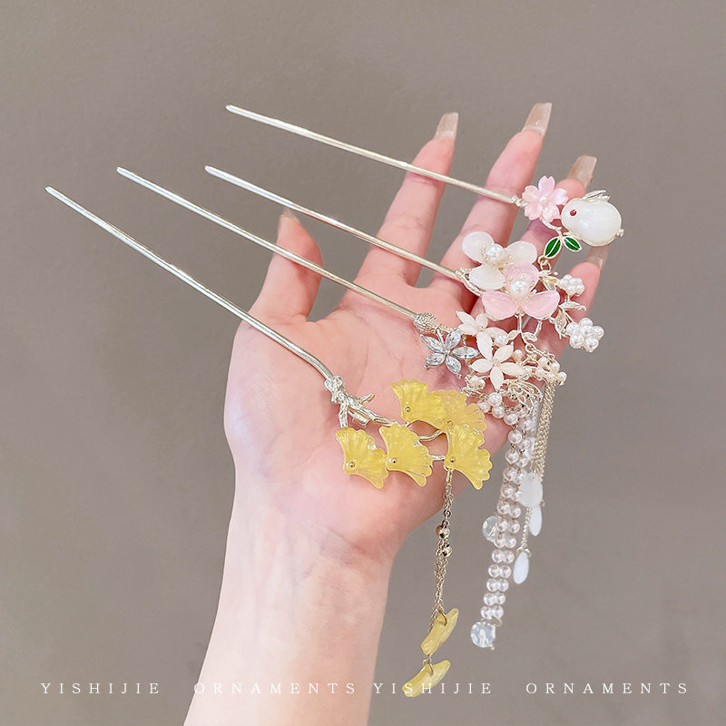 现代简约盘发簪子古风女后脑勺金属发钗流苏发饰汉服步摇发钗配饰,饰品/流行首饰/时尚饰品新,发饰,淘宝优惠券,粉丝福利购,淘宝优惠卷