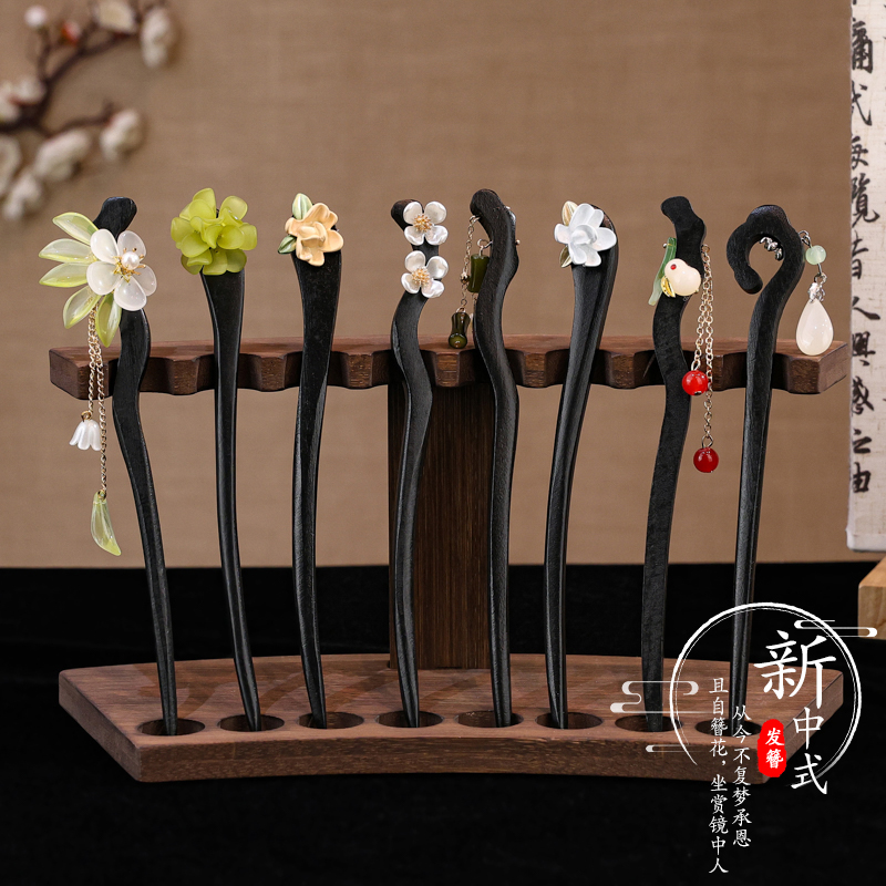 新中式檀木发簪女日常通勤后脑勺