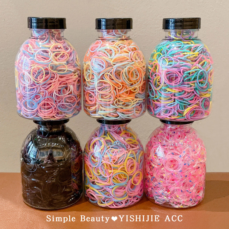 罐装彩色一次性皮筋女扎头皮套发绳儿童不伤发橡皮筋发圈头饰头绳