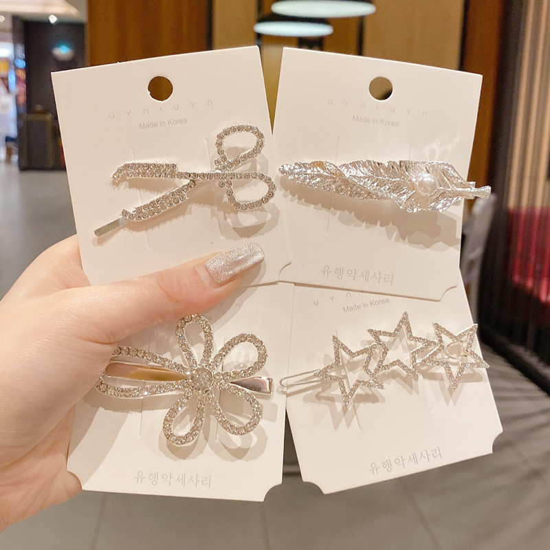 ins网红新款发夹侧边精致水钻