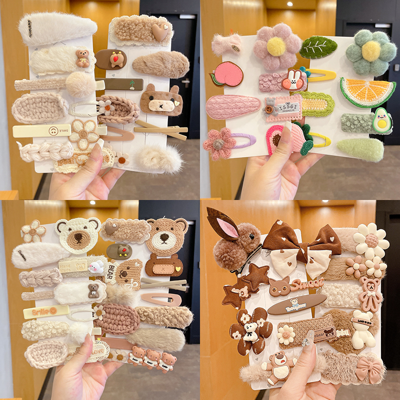 毛绒发夹女秋冬侧边刘海碎发夹