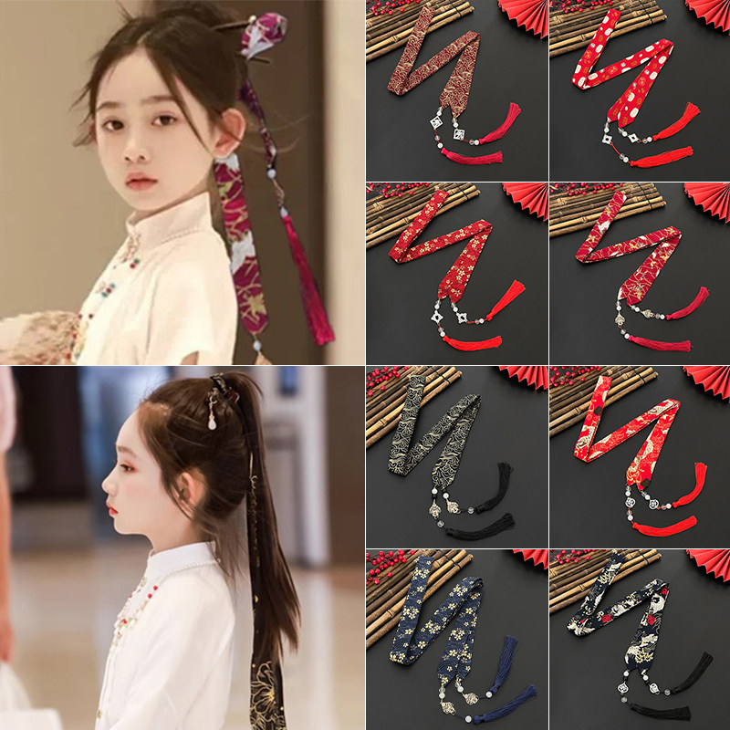 儿童古风汉服发带头饰女童中国风搭配马面裙配饰宝宝丝带绑发飘带