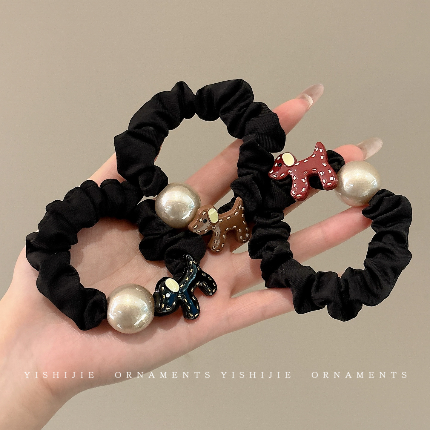 卡通小狗圆球小肠发圈女韩系扎头