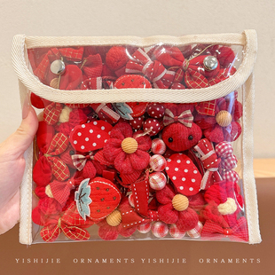 可爱红色全包布发夹儿童刘海碎发发卡女童新年喜庆侧边夹发卡头饰