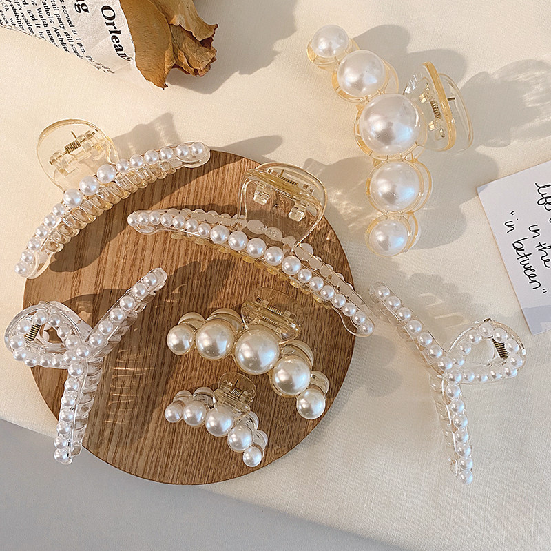 ins大号后脑勺日系珍珠发夹