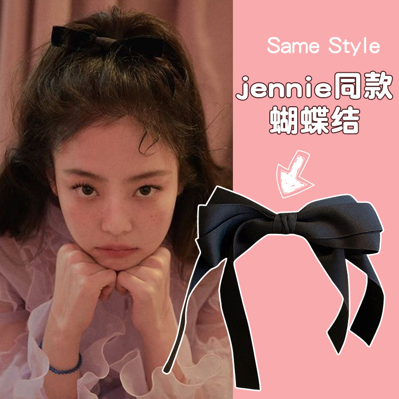 jennie同款蝴蝶结发夹黑色夹子智秀头饰韩国网红超仙后脑勺发卡女