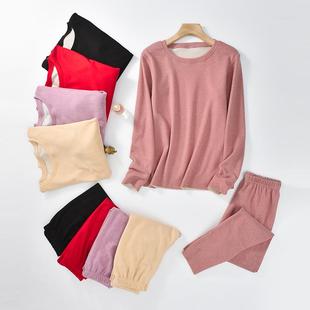 秋冬新款羊绒蚕丝保暖内衣套装女士加绒加厚德绒打底秋衣秋裤