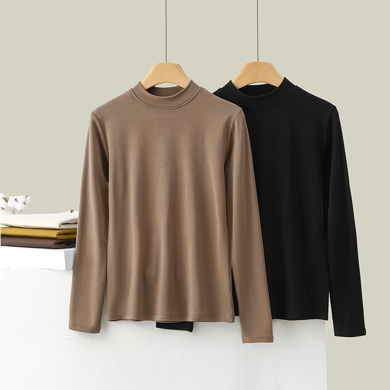 螺纹小立领加绒打底衫女2025秋冬新款洋气内搭修身磨毛针织上衣,女装/女士精品,T恤,淘宝优惠券,粉丝福利购,淘宝优惠卷