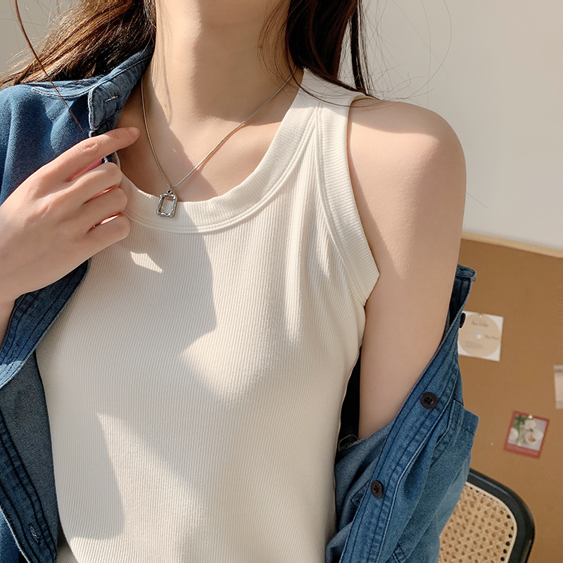 莫代尔螺纹纯棉百搭吊带背心女夏内搭打底衫防走光遮副乳修身上衣