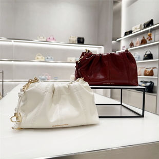 CHARLES&KEITH小CK2-80151612包挂油蜡皮单肩斜挎包云朵包链条包