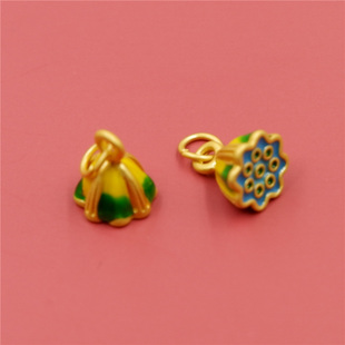 招财纳福镀金吊坠项坠沙金手牌手工编织红绳手链diy配件皮绳串珠