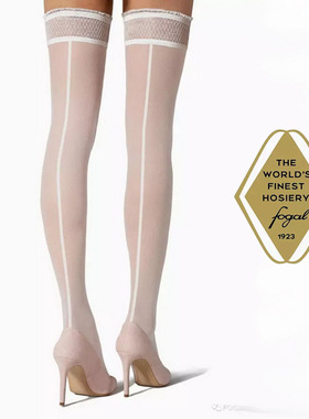 奢侈品瑞士Fogal 芙歌 2015 AVA白色中缝紧口防滑长筒袜 女士丝袜