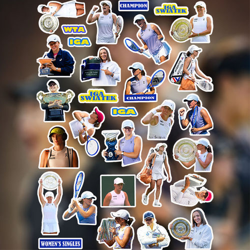 IGA斯瓦泰克贴纸 法网 温网网球运动员周边ins明星diy手机装饰贴