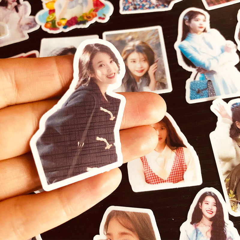 精品IU李知恩贴纸防水韩国明星周边人物自粘贴画高颜值手账素材