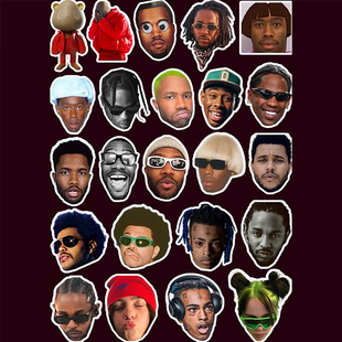 欧美流行乐嘻哈歌手rapper贴纸合集 大头贴 侃爷kanye 碧梨周边