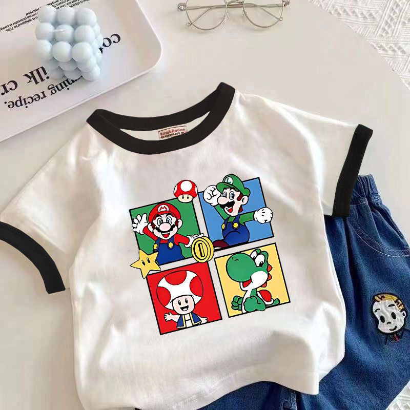 2025夏季新款可爱卡通印花男童女童纯棉短袖T恤中小童上衣短袖T恤