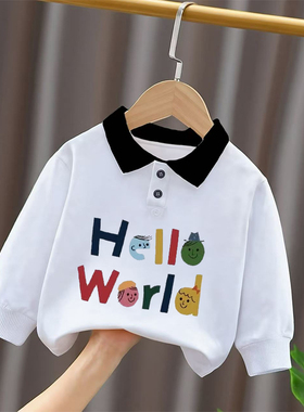 男童polo衫秋装婴儿打底衫衣服长袖T恤男宝宝白色衬衫儿童上衣秋