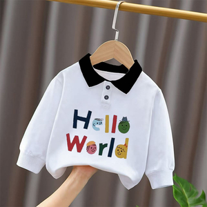 男童polo衫秋装婴儿打底衫衣服长袖T恤男宝宝白色衬衫儿童上衣秋