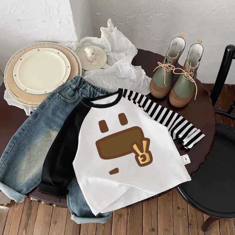 儿童长袖T恤新款卡通印花中小童春秋纯棉打底衫男女童洋气上衣t恤